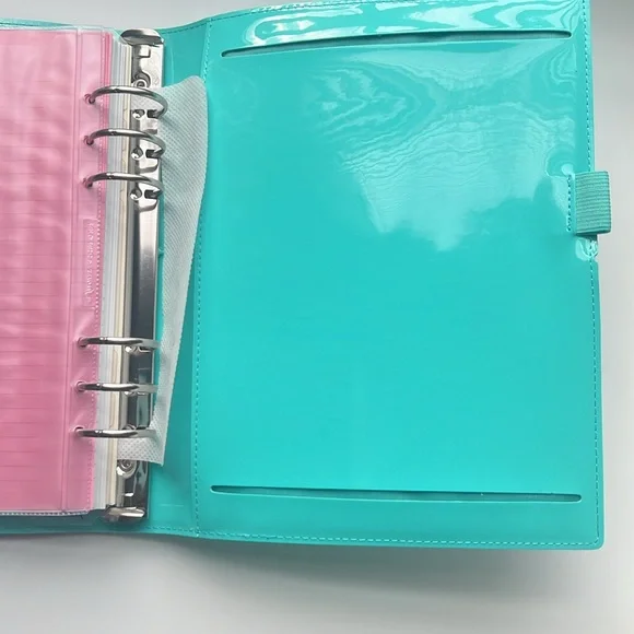Tiffany turq beautiful! patent leather Filofax A5 planner Domino 7.5 x 9.25” - Picture 7 of 8